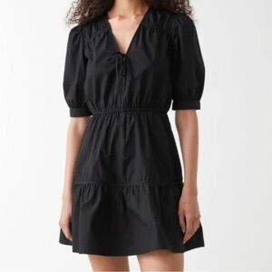 & Other Stories Black Tiered Puff Sleeve Mini Dress size 6